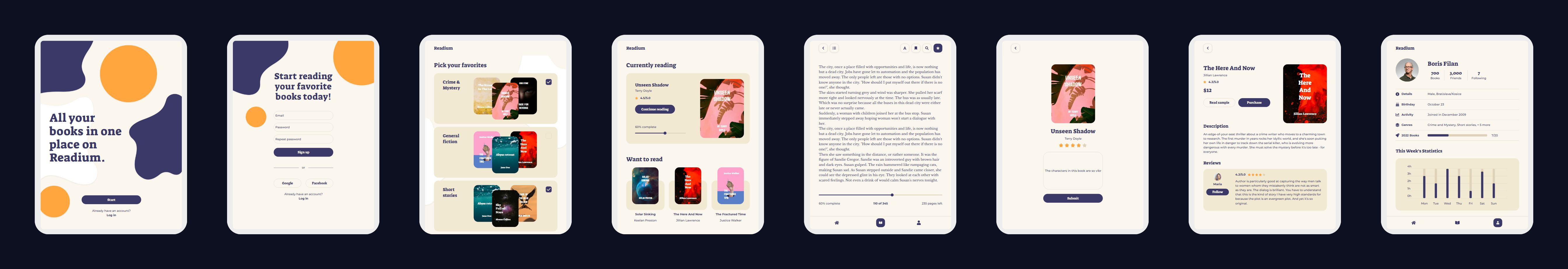 Book App — 8 app screens