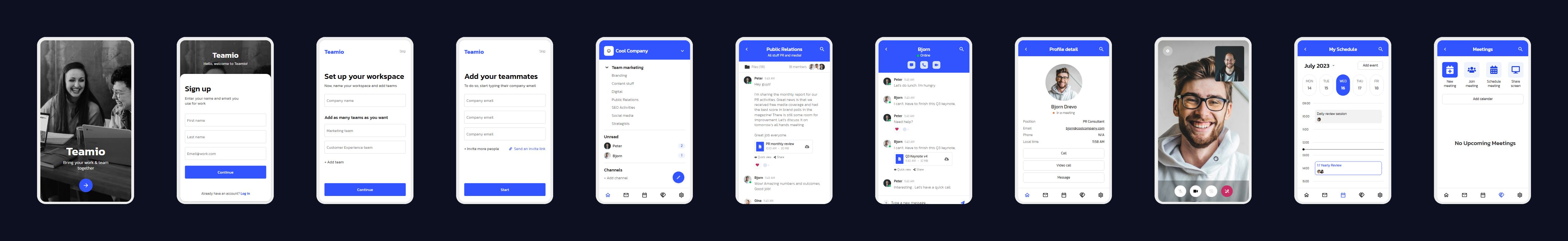 Work Messaging — 11 app screens