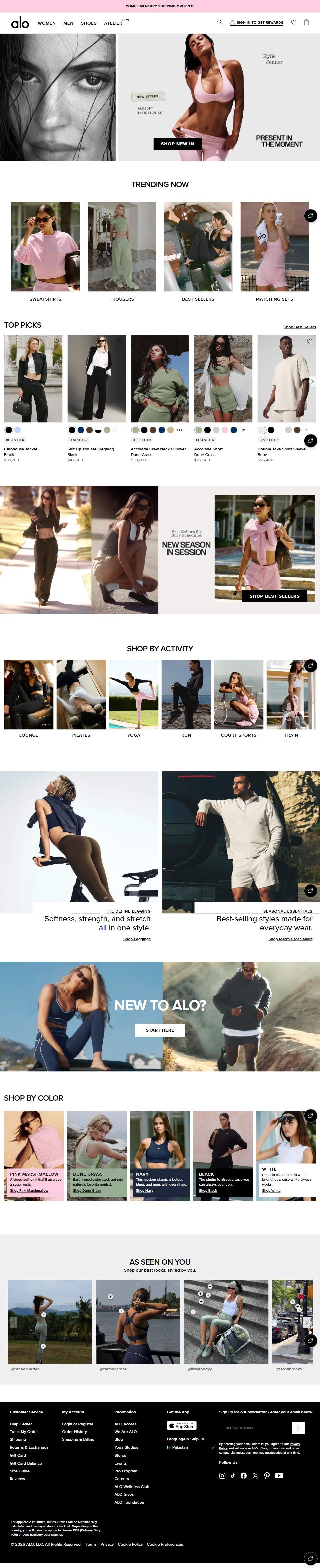 Alo Yoga — Activewear E-commerce — full page preview