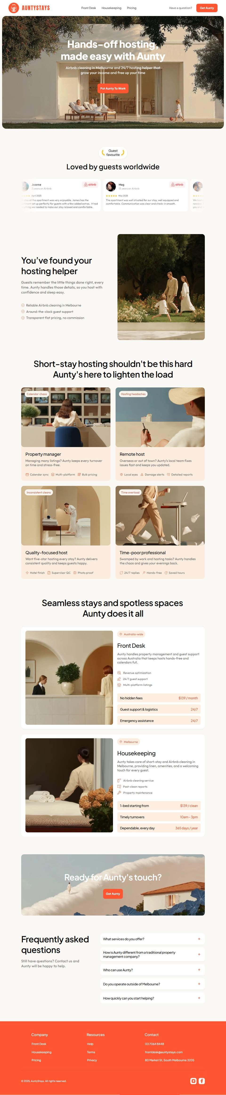 Aunty Stays — Holiday Lets Platform — full page preview