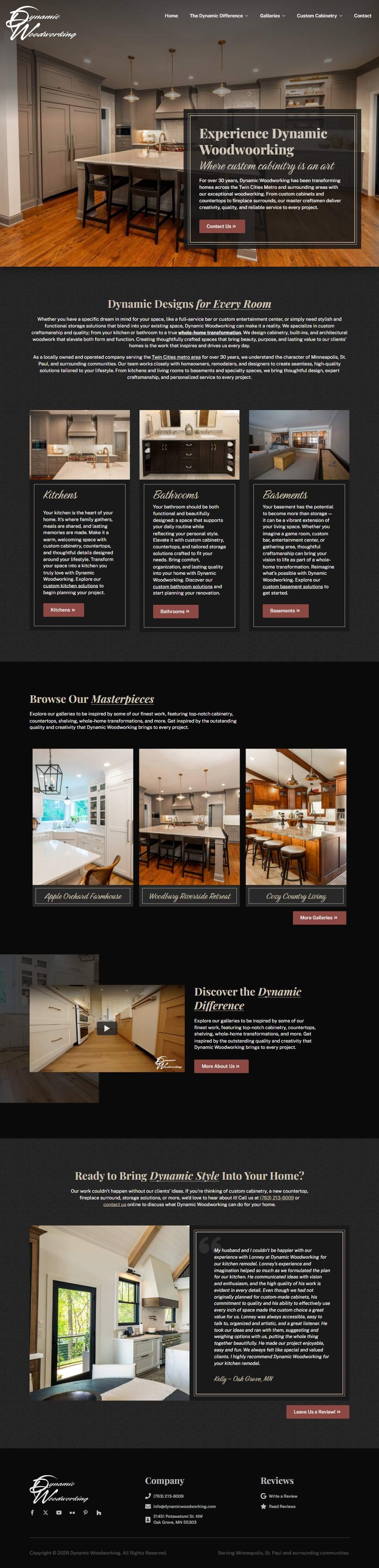 Dynamic Woodworking — Bespoke Joinery — full page preview