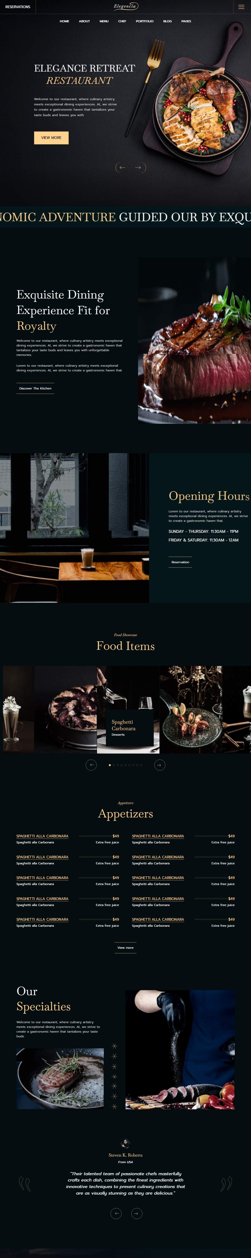 Elegencia — Fine Dining Restaurant — full page preview
