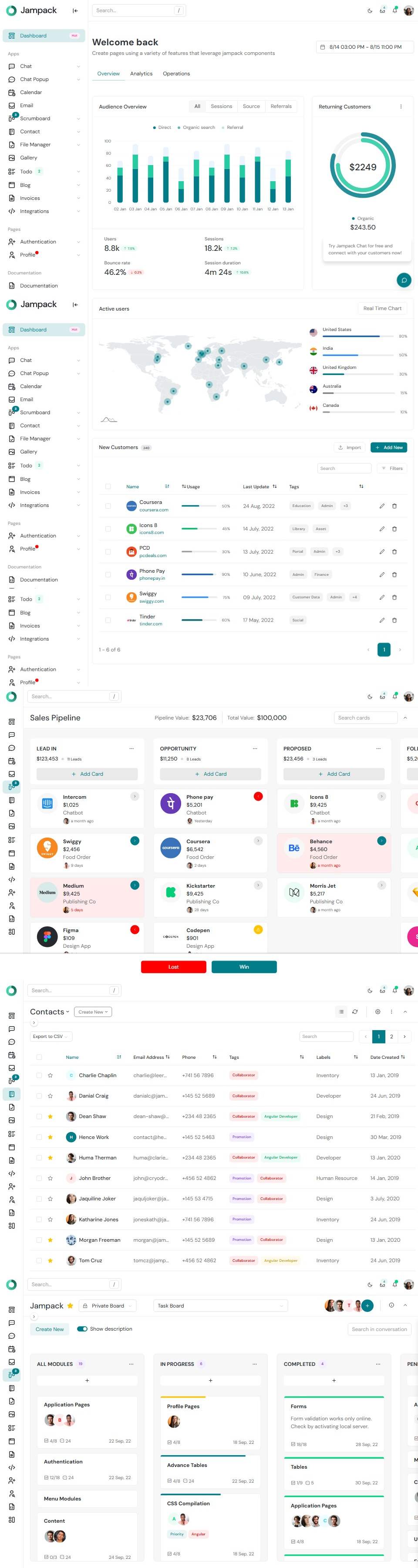 Jampack — CRM & Project Workspace — full page preview