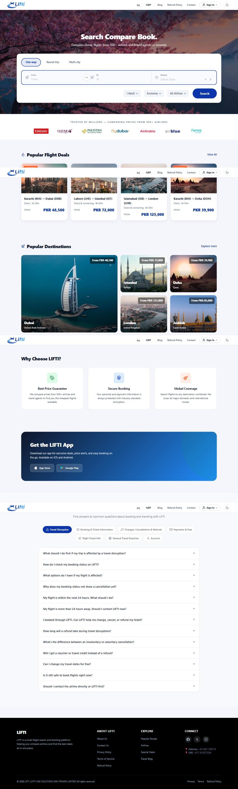 Lifti — Flight Comparison Platform — full page preview