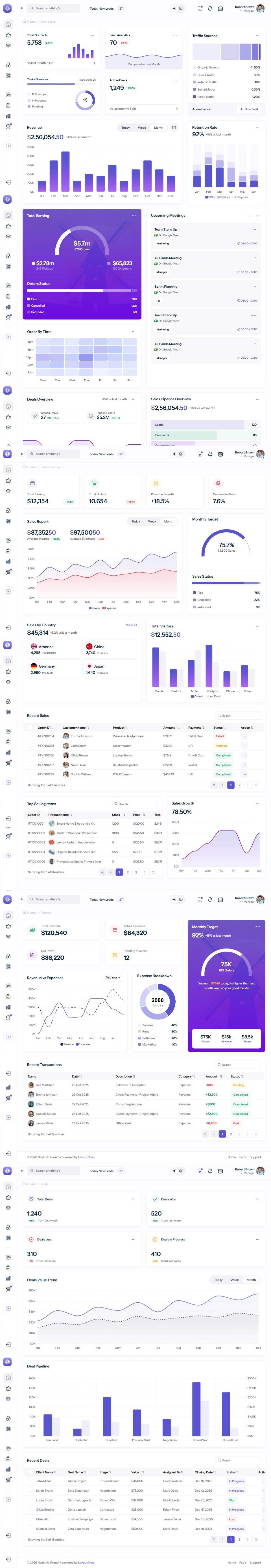 NexLink — CRM Admin Dashboard — full page preview
