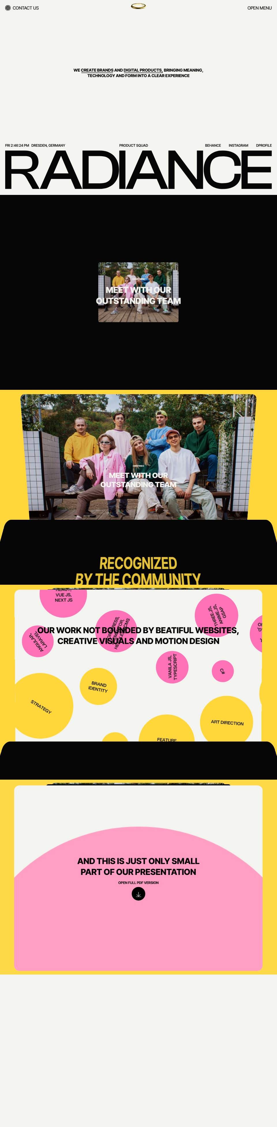 Radiance — Communication Agency — full page preview
