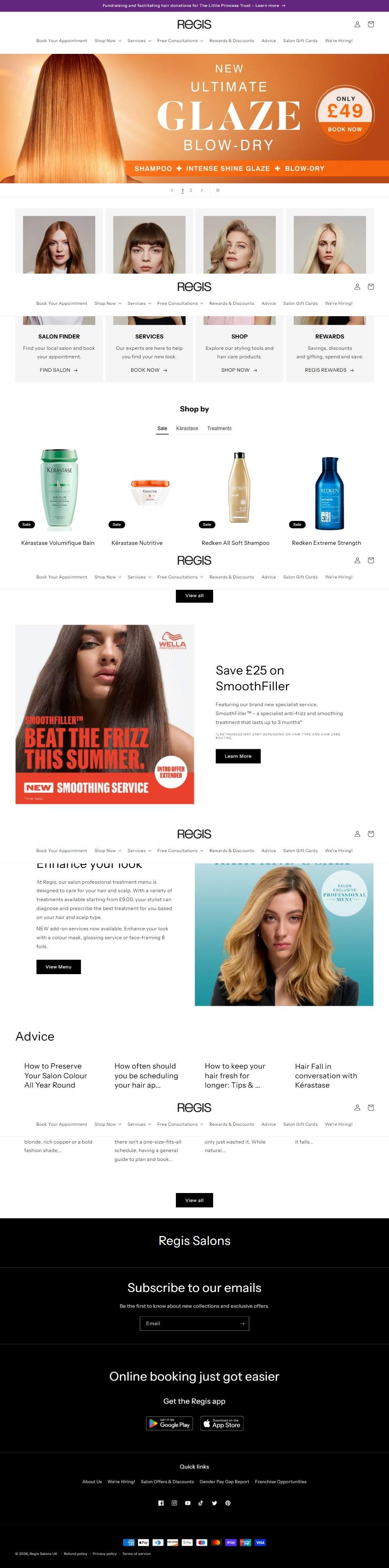 Regis Salons — Salon Group — full page preview