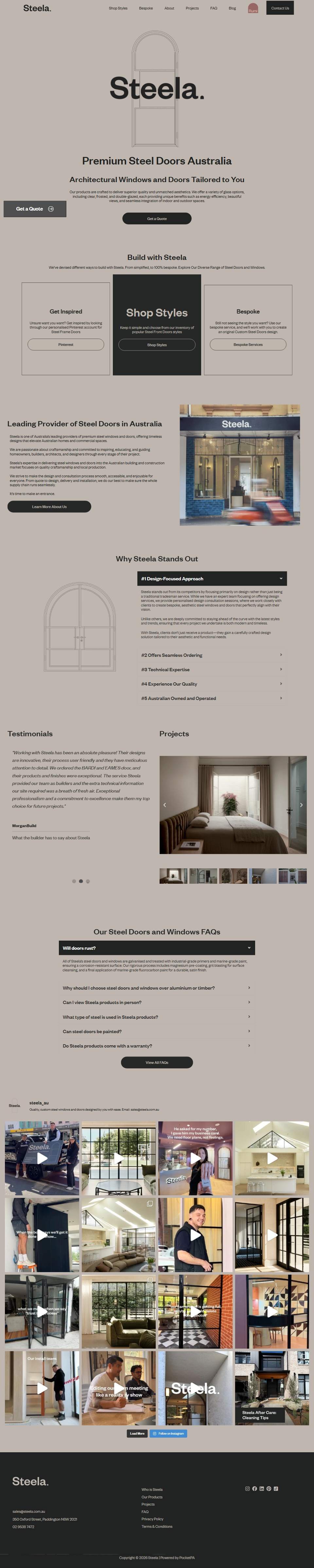 Steela — Architectural Steel Doors — full page preview