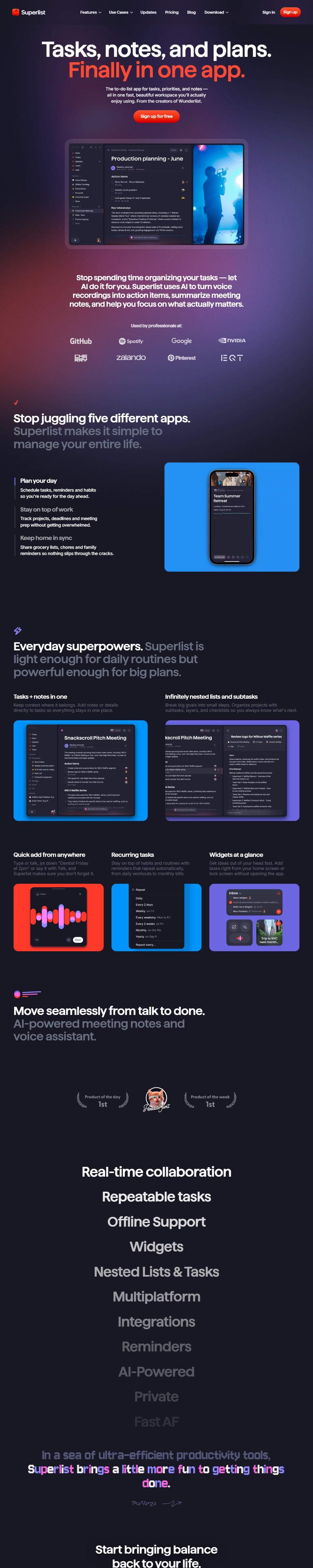 Superlist — Team Task Platform — full page preview