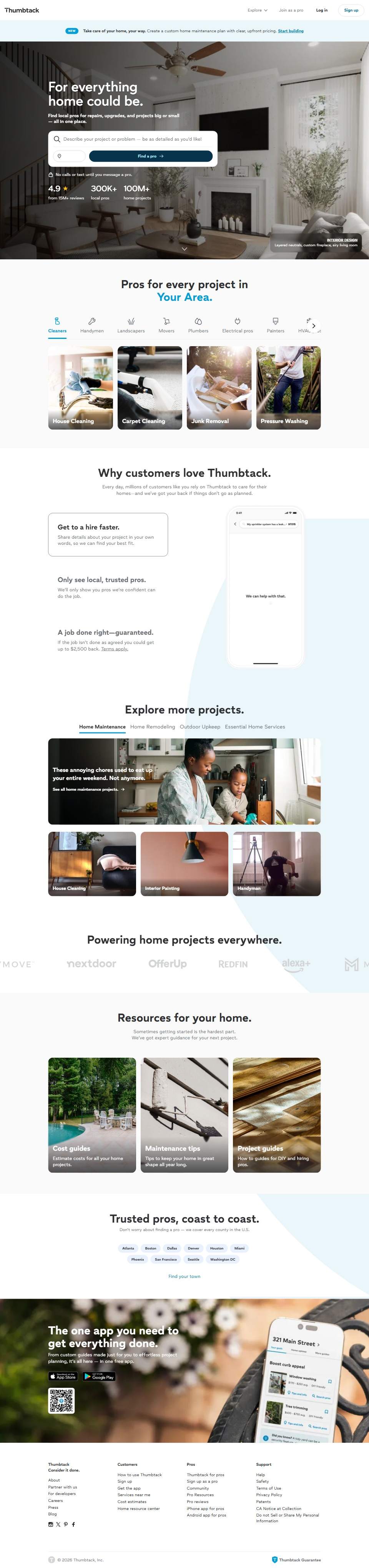 Thumbtack — Home Services Marketplace — full page preview