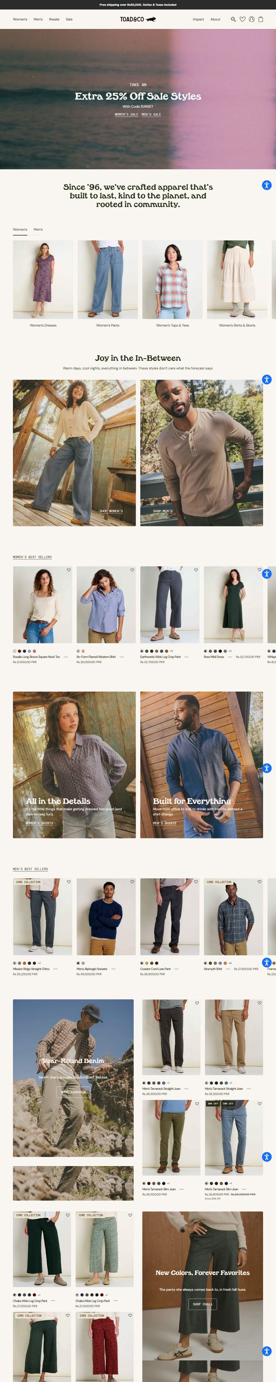 Toad&Co — Sustainable Apparel Store — full page preview