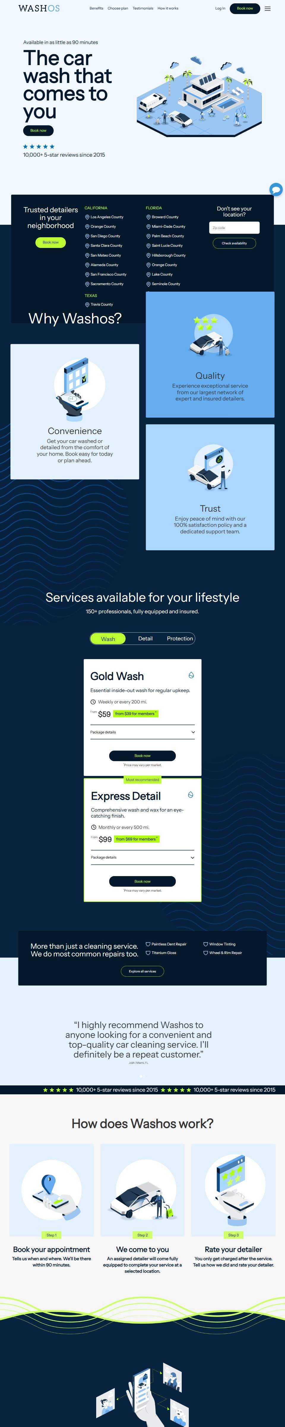 Washos — On-Demand Car Wash — full page preview